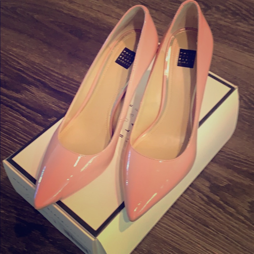Pink patent leather heels